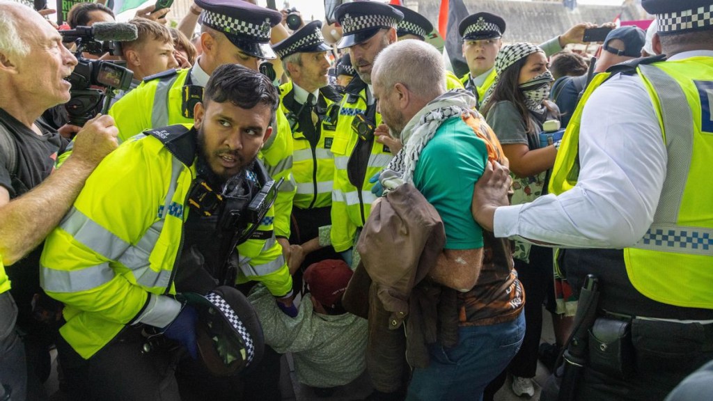 Protesta en Londres deja cerca de 150 detenidos por apoyar a grupo propalestino&nbsp;prohibido